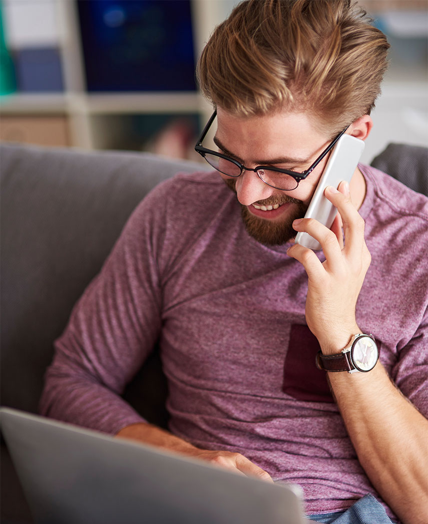 Man on phone inquiring about LMV Counseling services