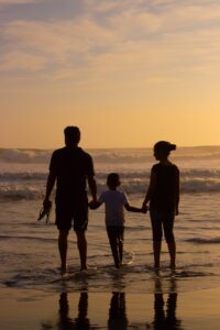 family on the beach in Wilmington